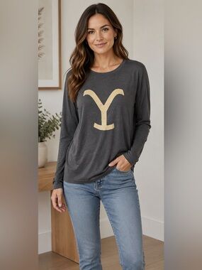 LAT Apparel Charcoal Graphic Long Sleeve Tee XL Soft Lightweight